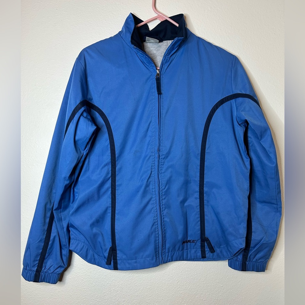Nike Womens Jacket Size Small 4-6 Blue Full Zip Running Athletic Vintage
